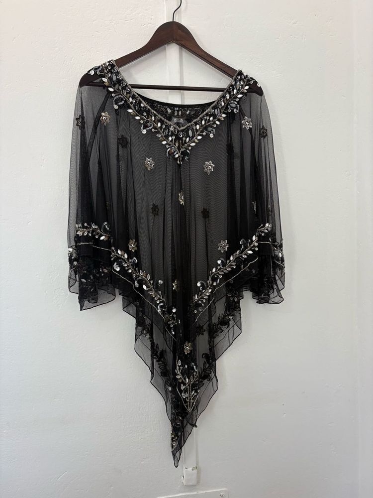Elegant Embellished Poncho Top
