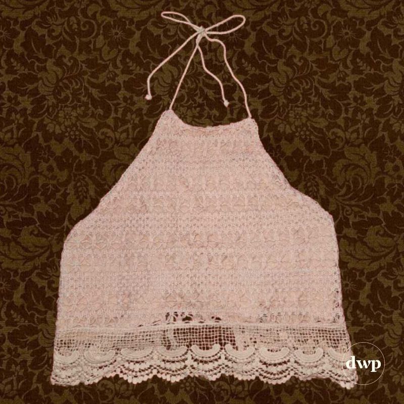 Peach Pink Halter Neck Backless Tie Up Top