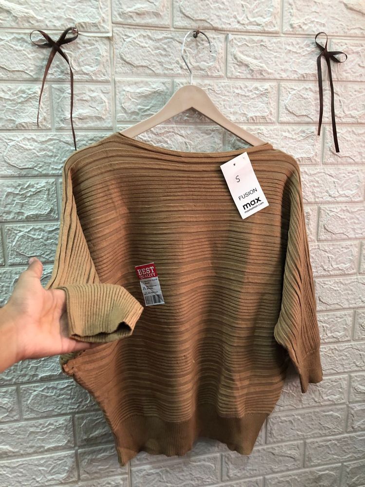 Fusion Max Brown Knit Top Sarg type bloon to