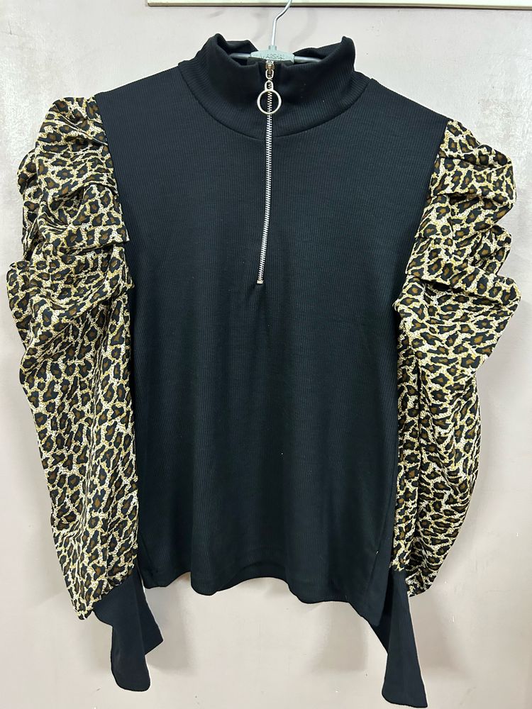 Shein Shrimp Sleeve Ribbed Crop Top