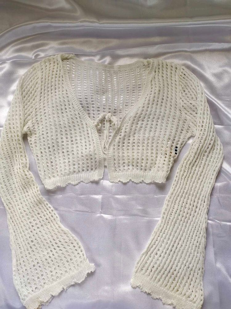White Crochet Shrug