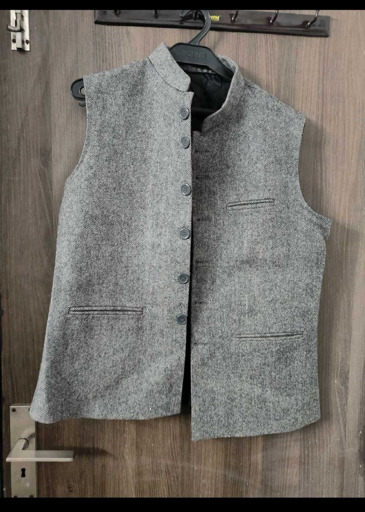 Men&#39;s Grey Sleeveless Nehru Jacket