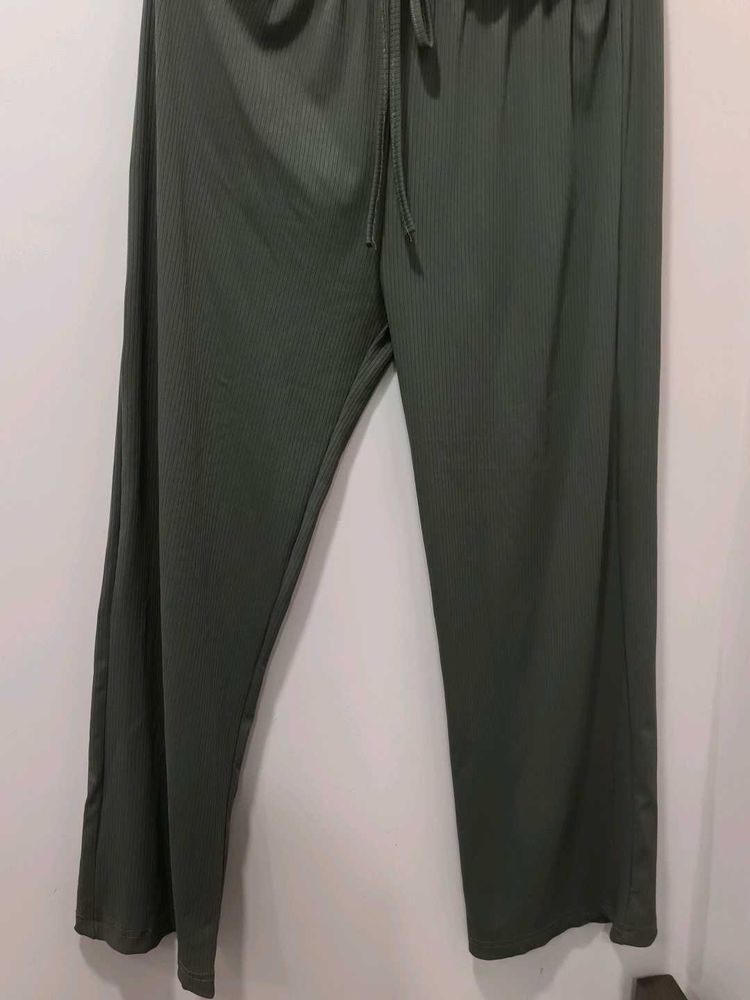 Olive Green Ribbed Lounge Pants