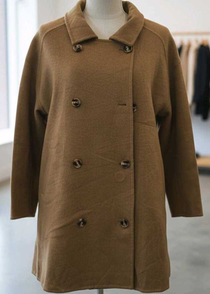 Elegant Brown Double-Breasted Coat