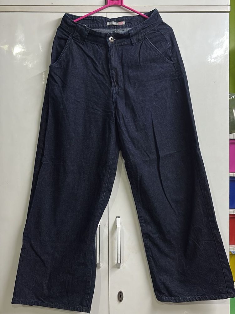 Wide Leg Denim Pants High Waist