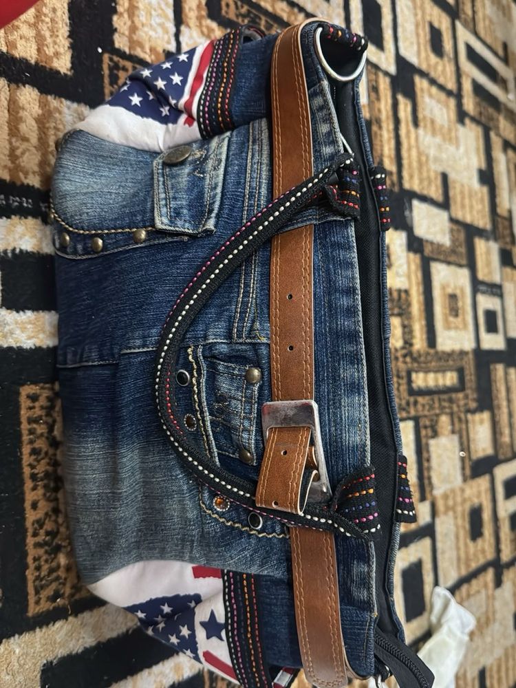 Denim &amp; American Flag Accent Purse