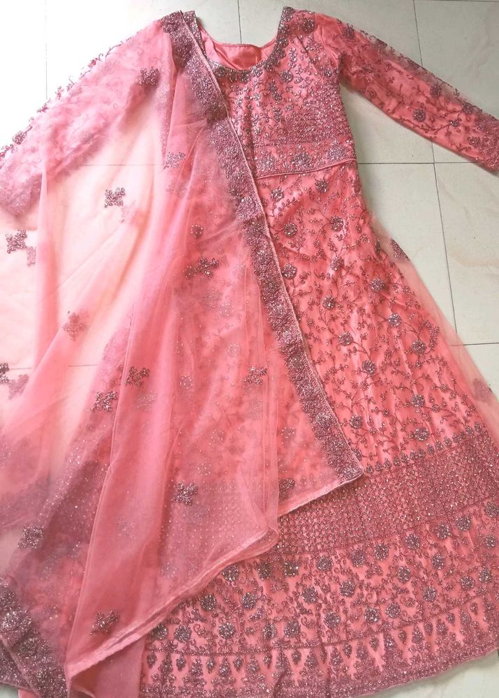 👗🌸 Pink Anarkali Long Dress 💥