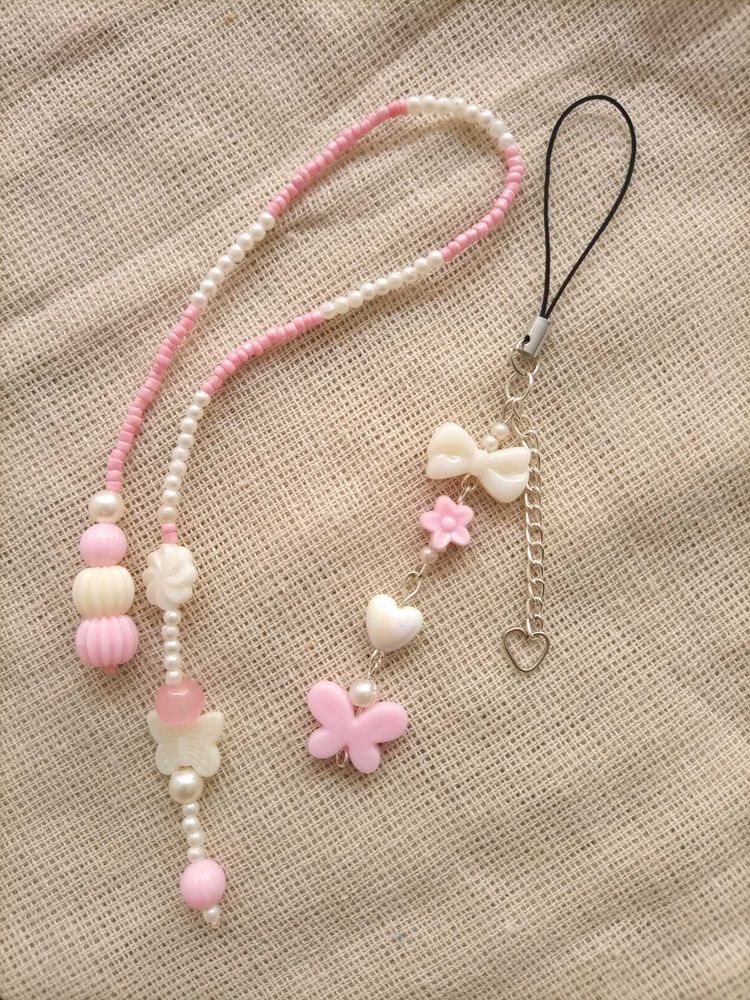 Phone Charm + Beaded Bookmark 💗🌷✨