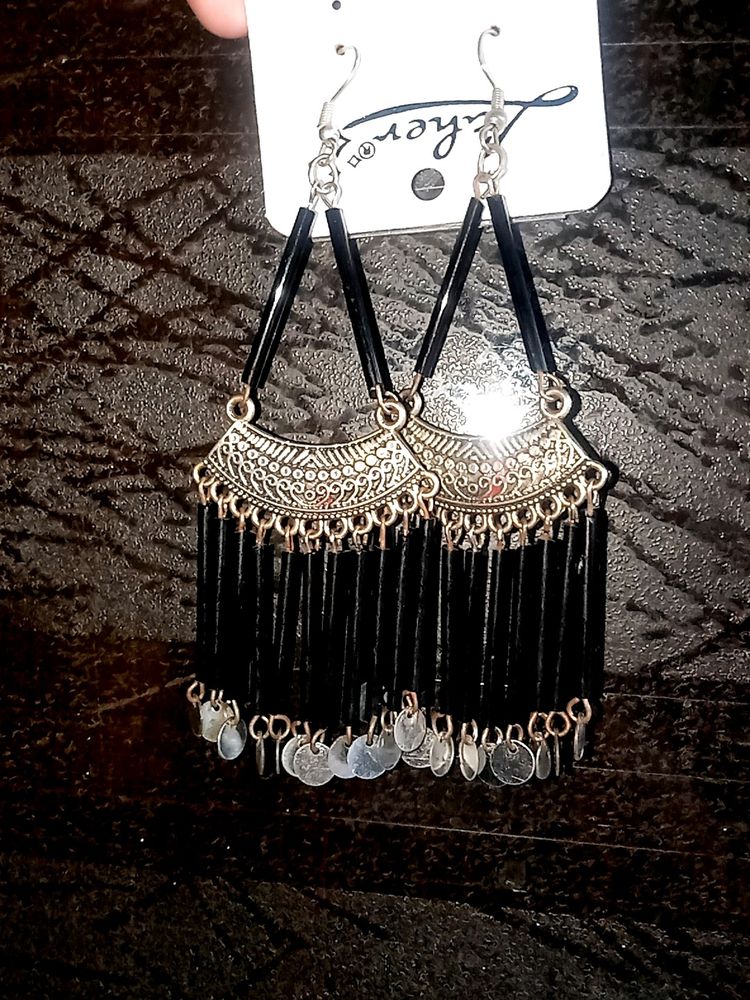 Black Oxidised Earrings Set Combo