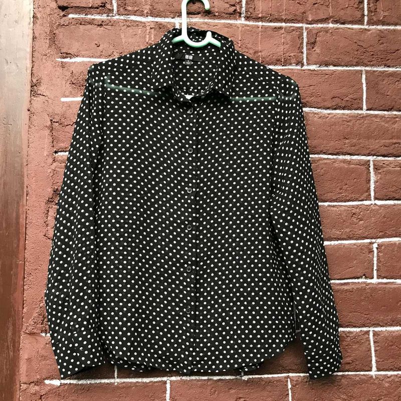 Uniqlo Black Polka Dot Sheer Blouse