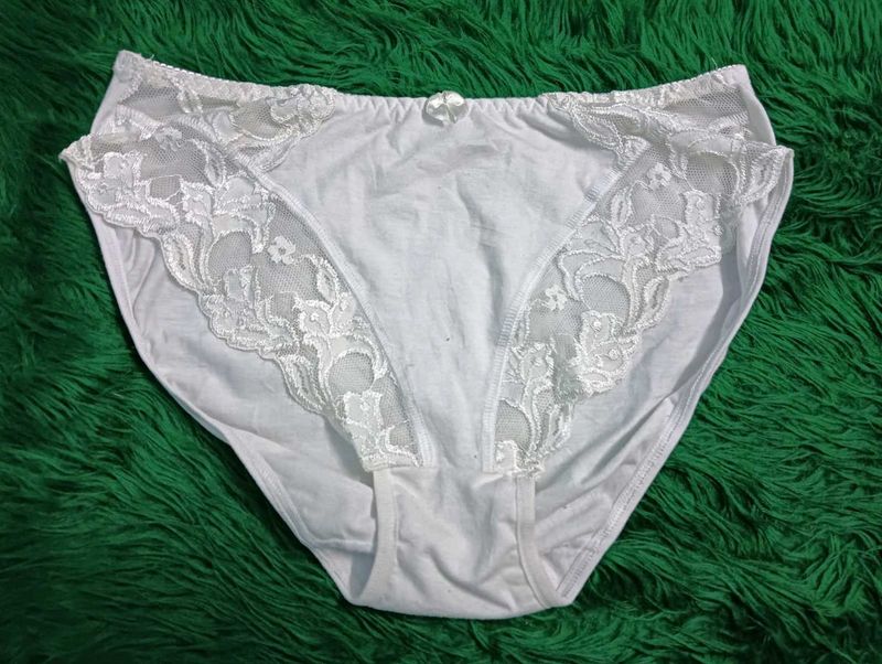Lace Trimmed White Briefs🖤
