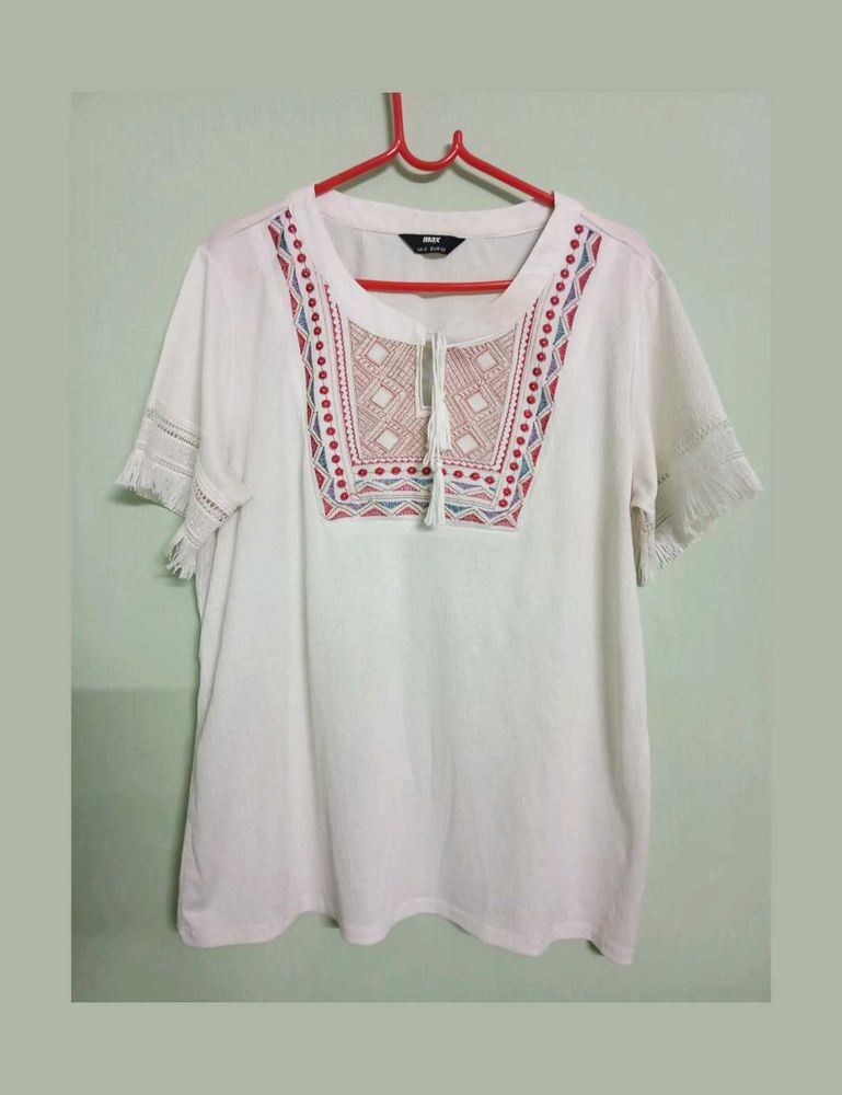 Max Western White Top - XL Size