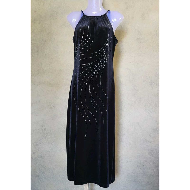 velvet halter neck dress