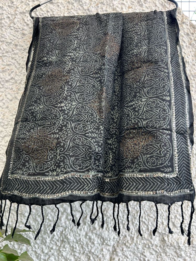 Elegant Black Printed Stole