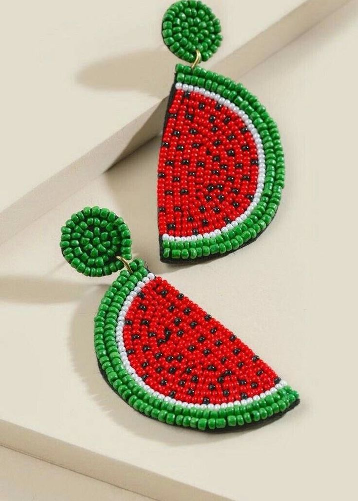 Watermelon Beaded Earrings