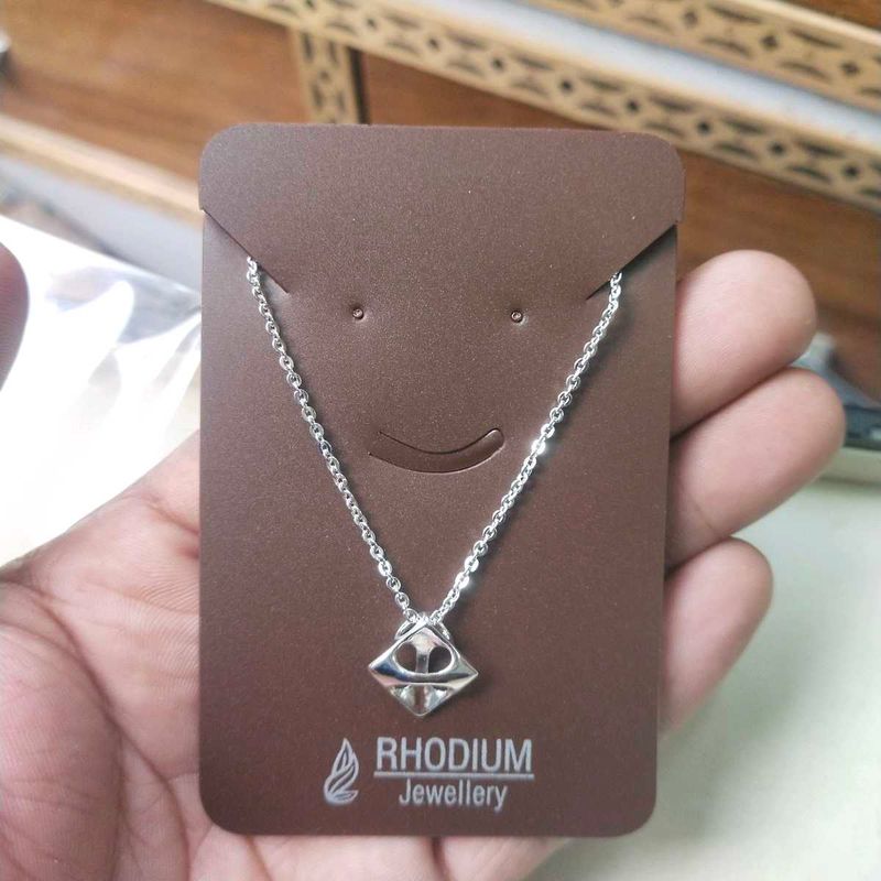 Pure Silver Rhodium Chain pendant Necklace