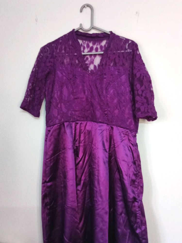 Maxi Satin And Netted Dress - BRIDESMAID, WEDDING