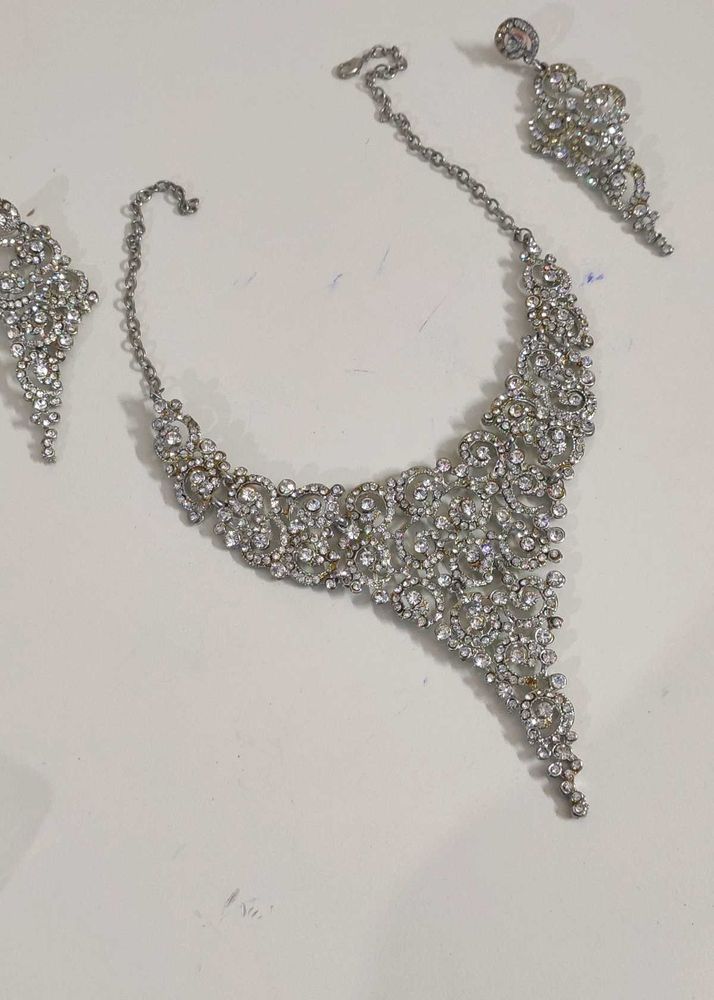 Diamond Necklace With Heavy Earrings
