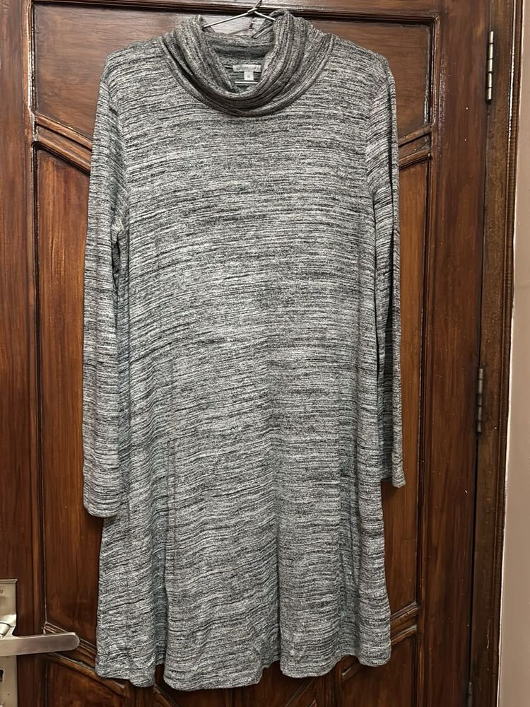 Gray Cowl Neck Tunic Dress