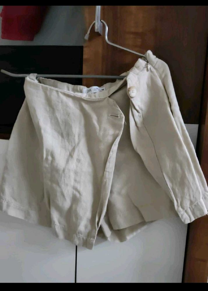 Girls Beige Skirt &amp; Top Set