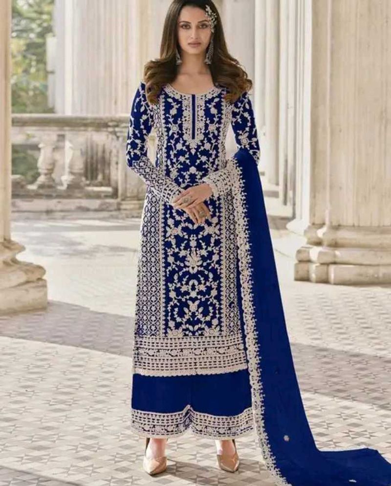 Elegant Blue Embroidered Kurta Set