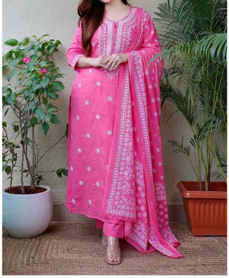 Pink Embroidered Kurta Set