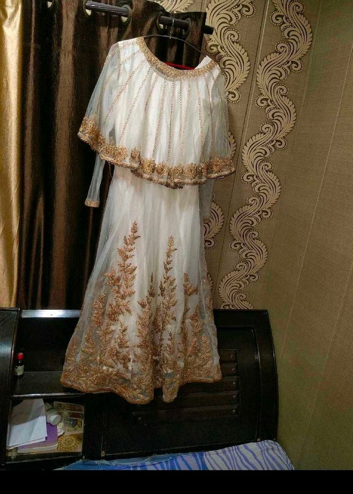 Women Long Gown Poncho Set