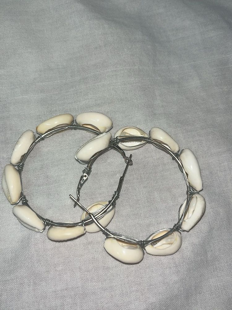 Cowrie Shell Hoop Earrings