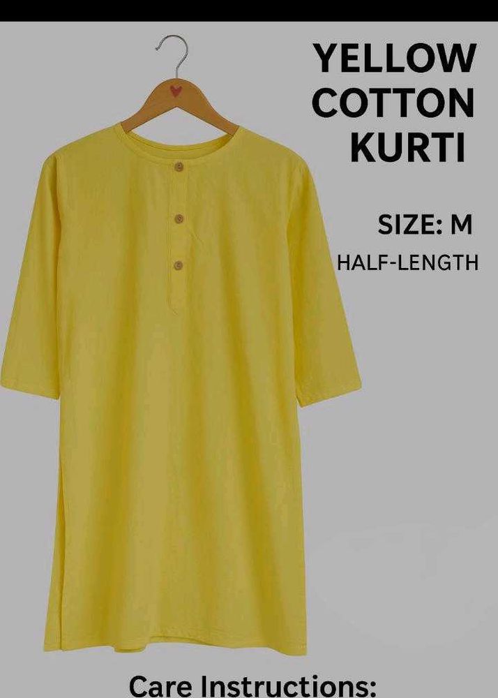 Yellow Cotton Kurti - Size M