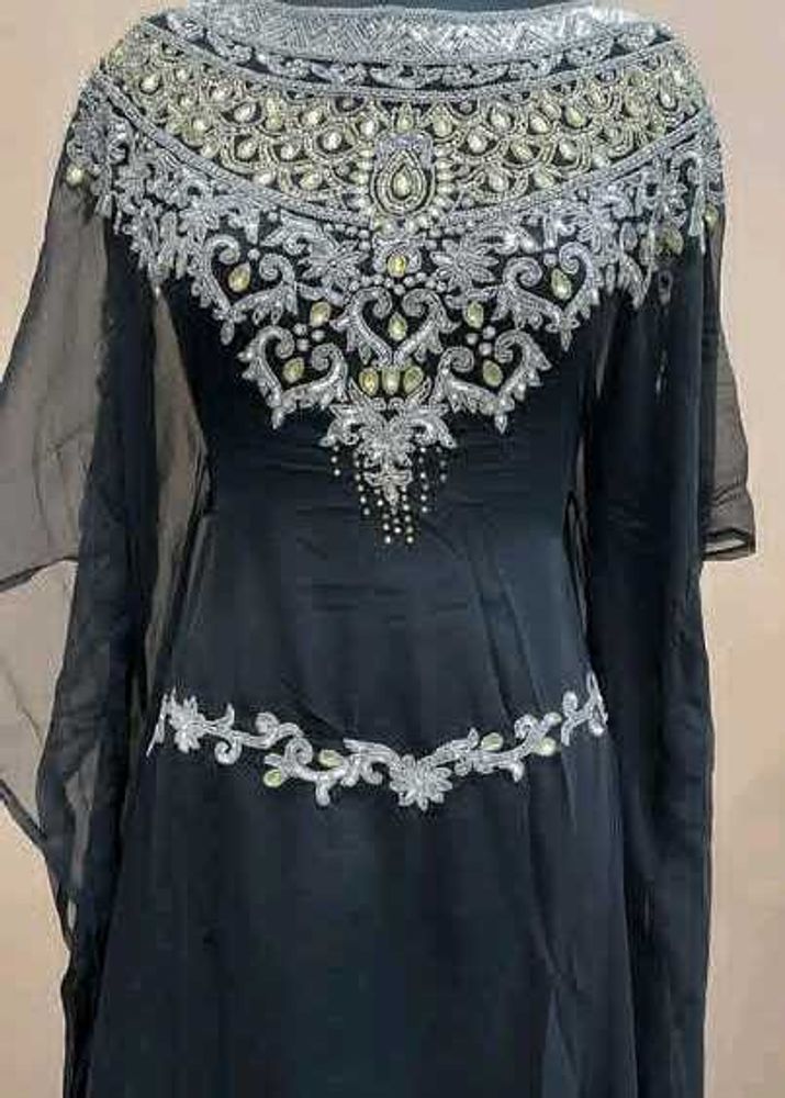 STONE WORK BLACK NET KAFTAN