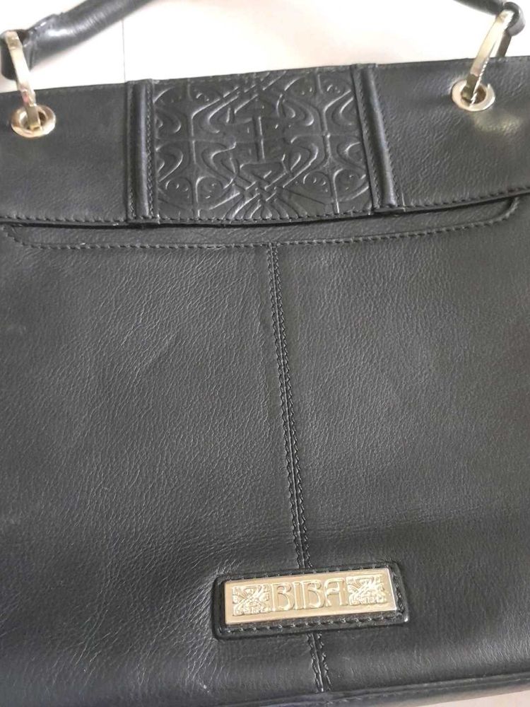 Biba Black Leather Handbag