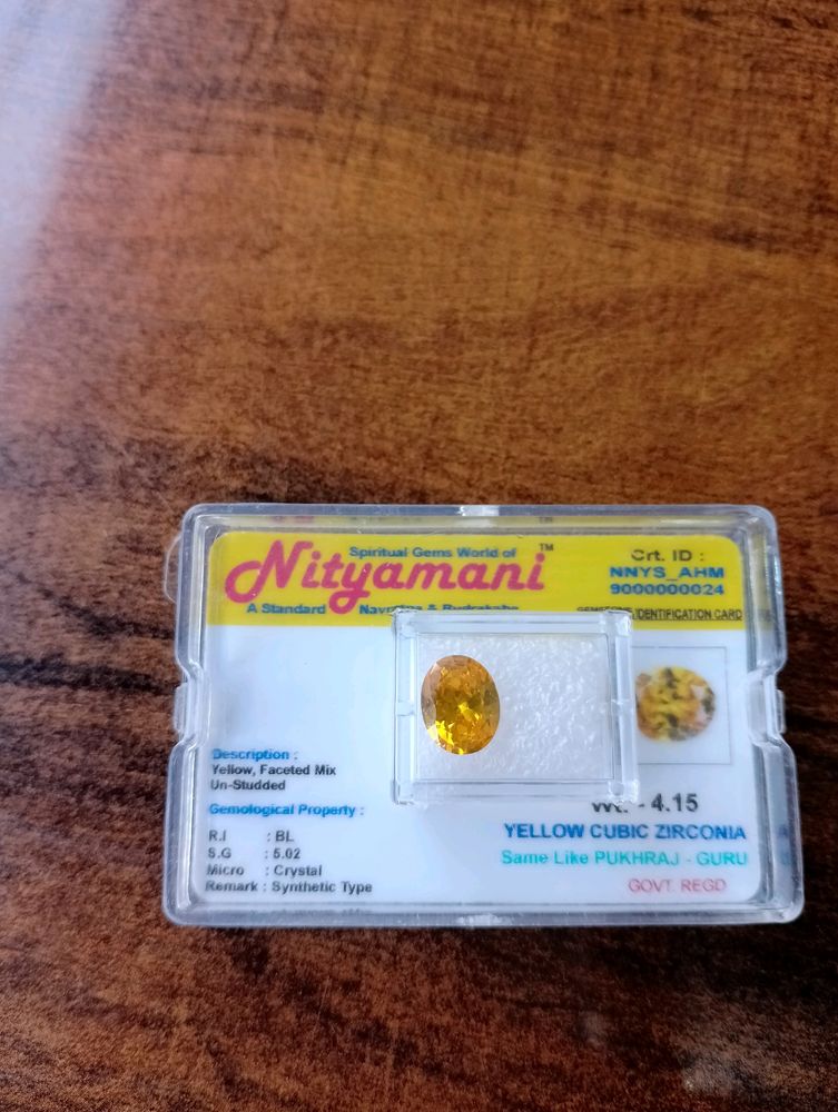 Pukhraj Stone Yellow Cubic Zirconia AA+ Qulity
