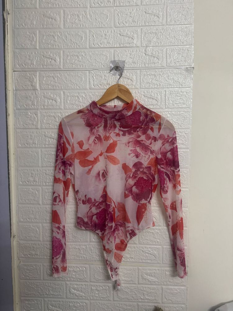 Floral Mesh Top