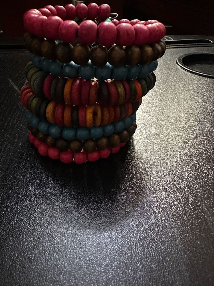 Colorful Wood Bead Bracelets