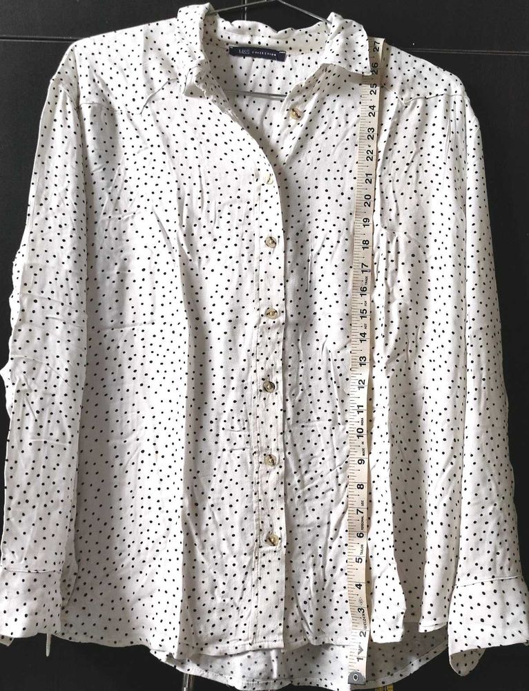 Xxl Ivory Shirt With Black Polka Dots