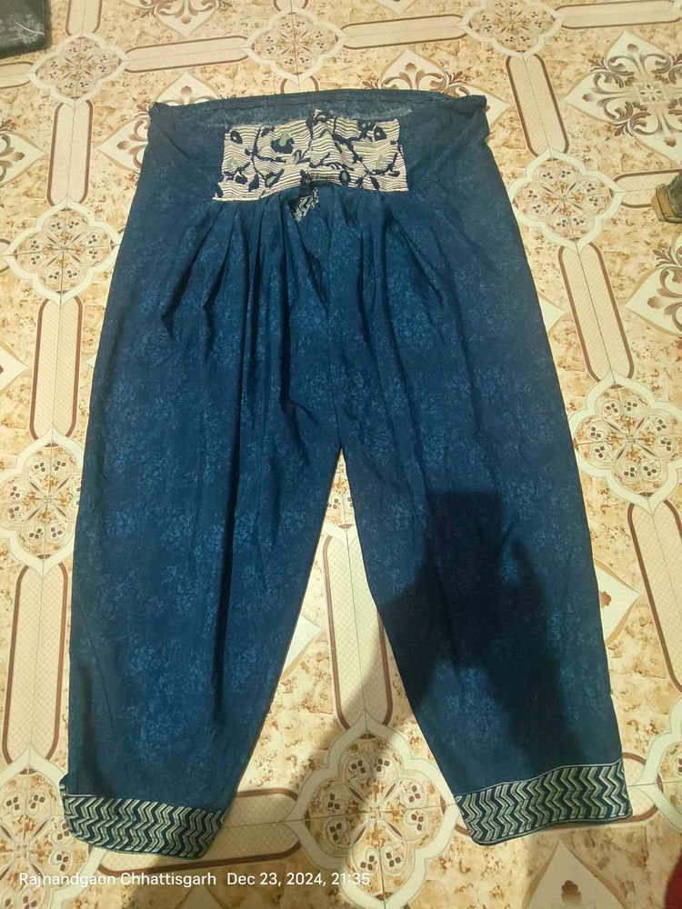 Ethnic Blue Patterned Pants