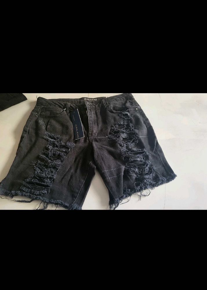Distressed Denim Shorts