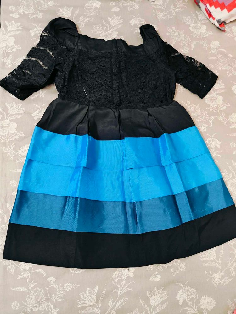 Striped Black &amp; Blue Party Dress