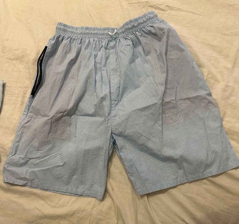 Light Blue Patterned Casual Shorts