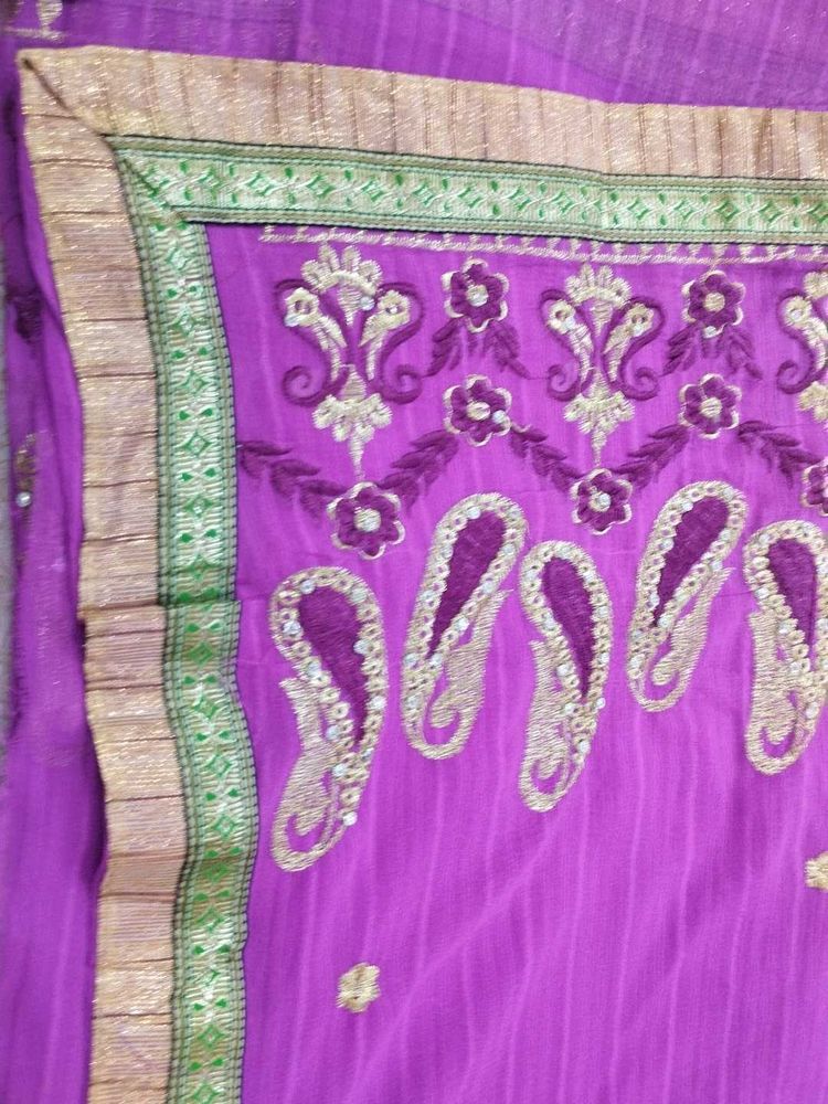 Purple Embroidered Saree