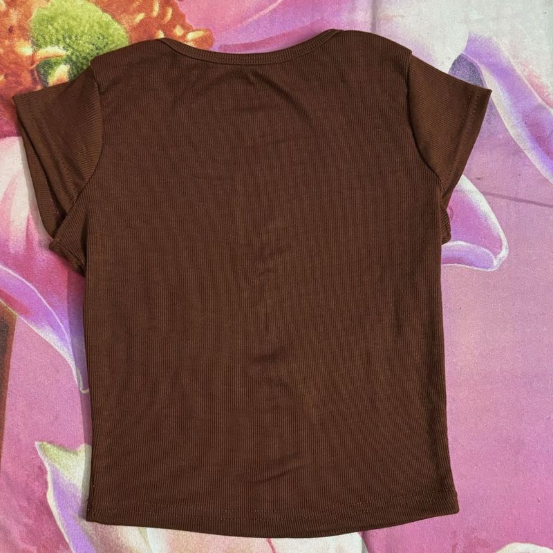 Brown Deep Neck Top