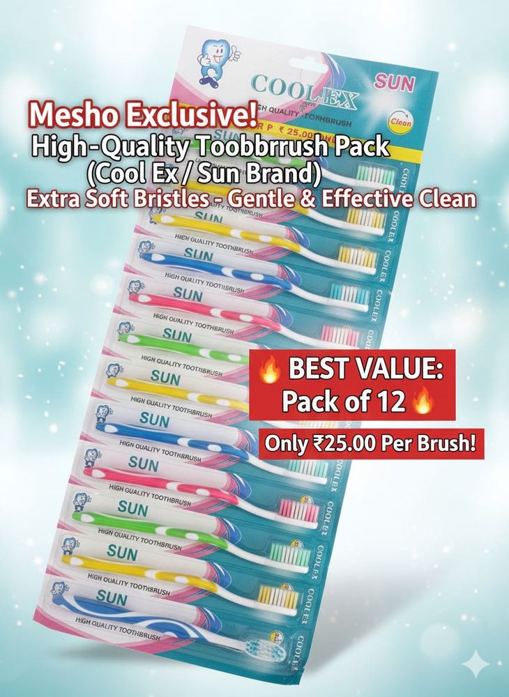 Family Pack Of 12 Toothbrush With Soft Brestle