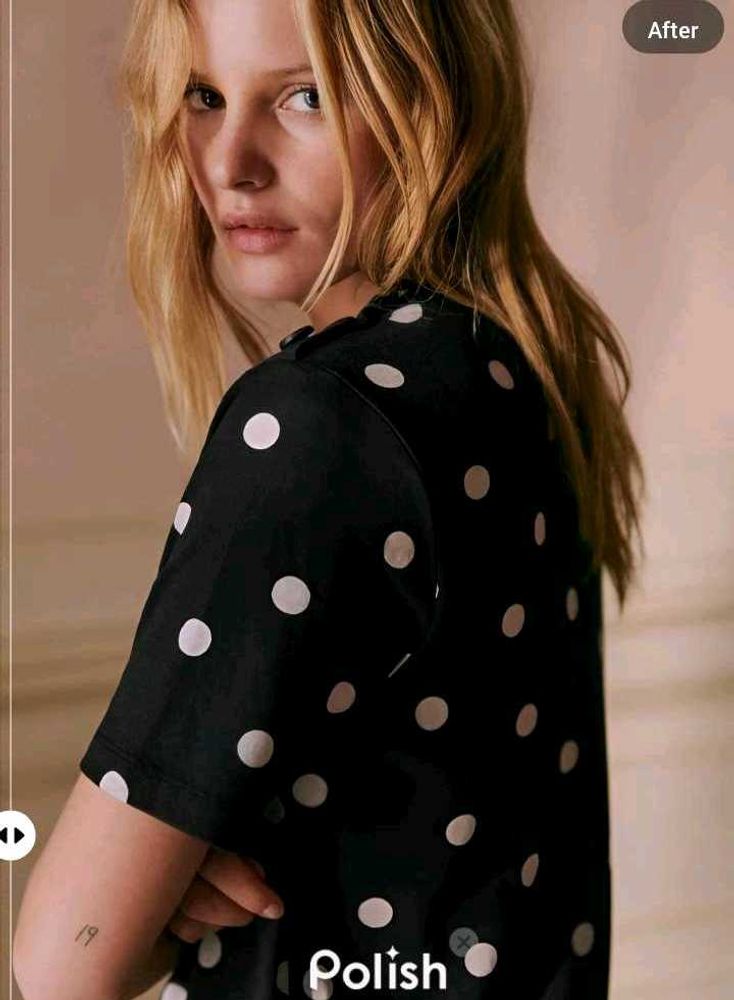 New With Tag Korean Polka Dotted High Neck Top