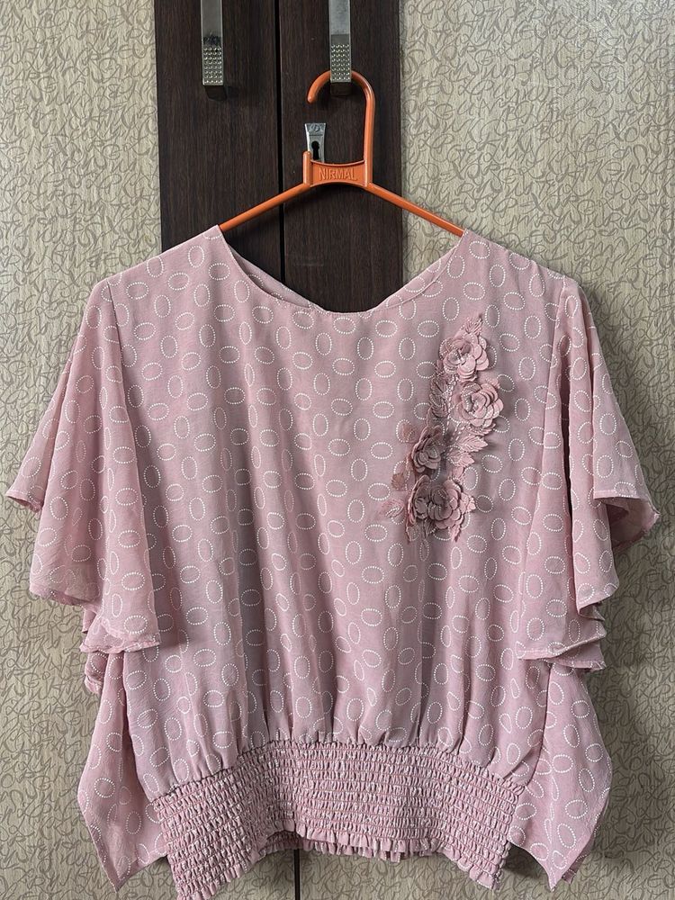 Pink Floral Detail Top