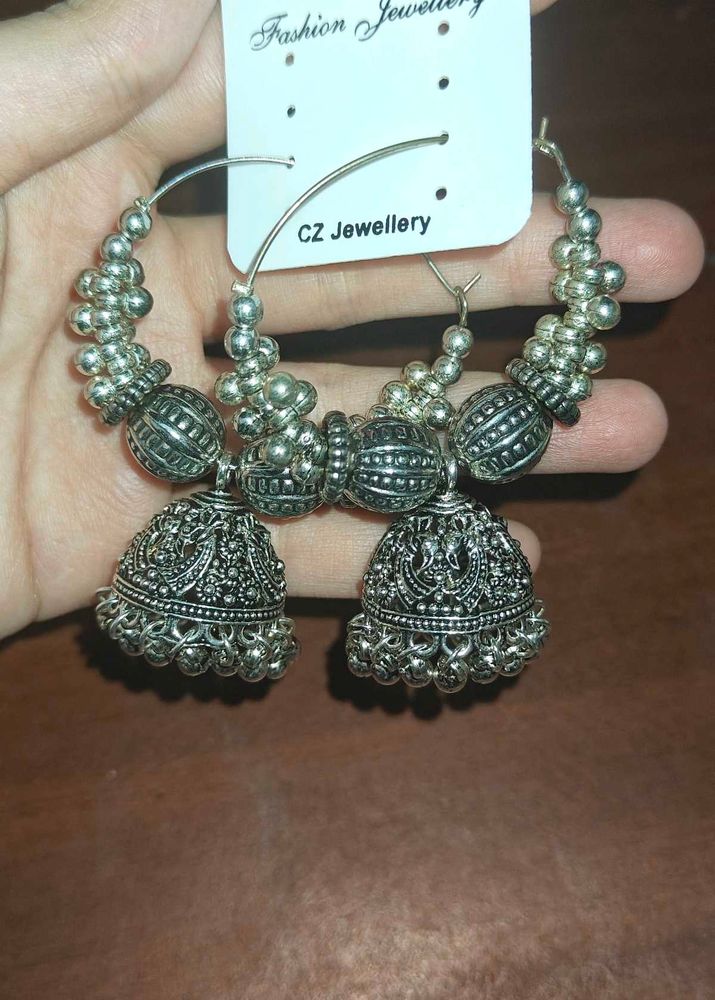 Silver Jhumka Earrings