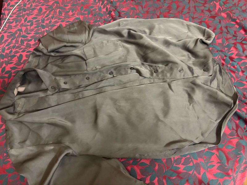H&amp;M Satin Shirt Longline