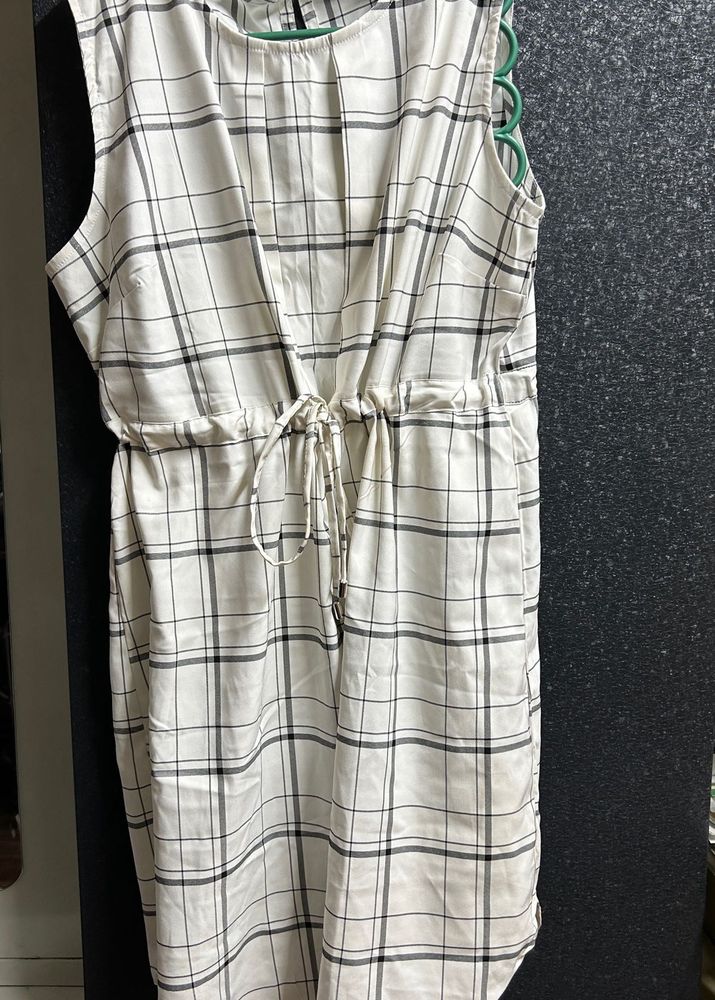 Plaid Drawstring Dress