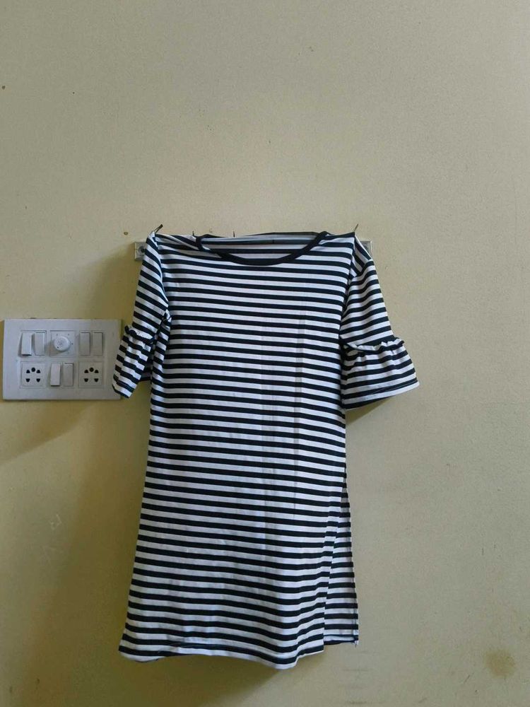 Black And White Striped Kurthi