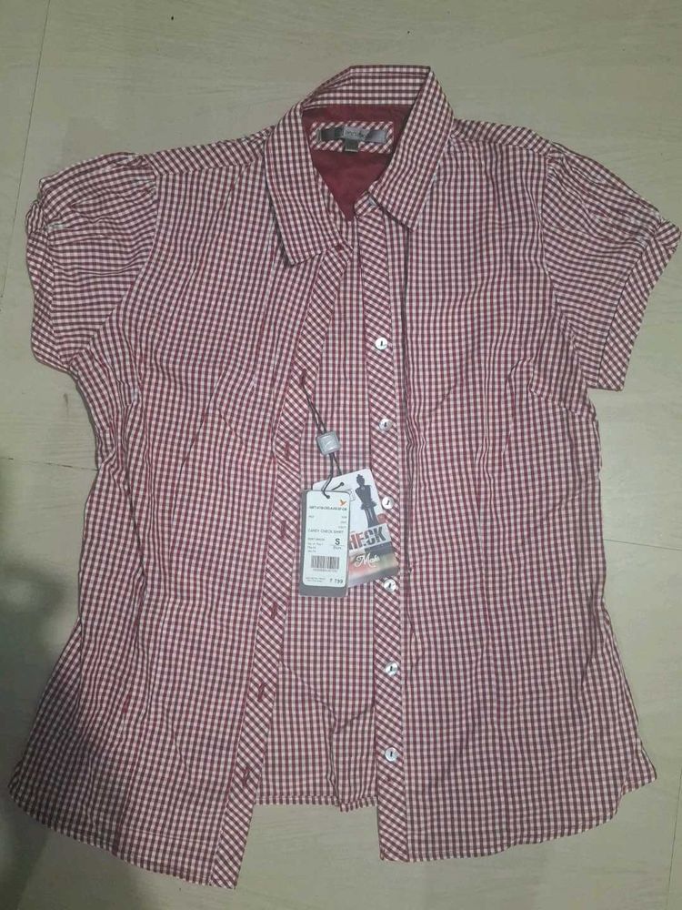 Checked Short Sleeve Top
