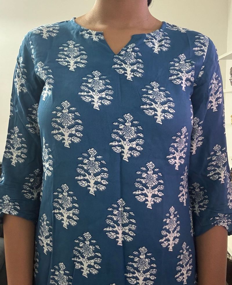 Blue Ethnic Short Kurti